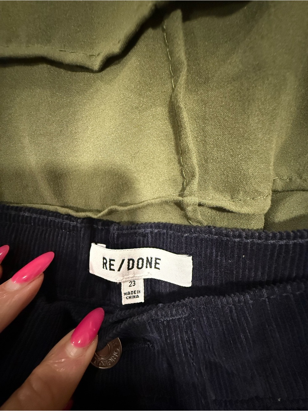 Re/Done Navy Blue Corduroy High-Rise Wide Leg Pants - Picture 4 of 4